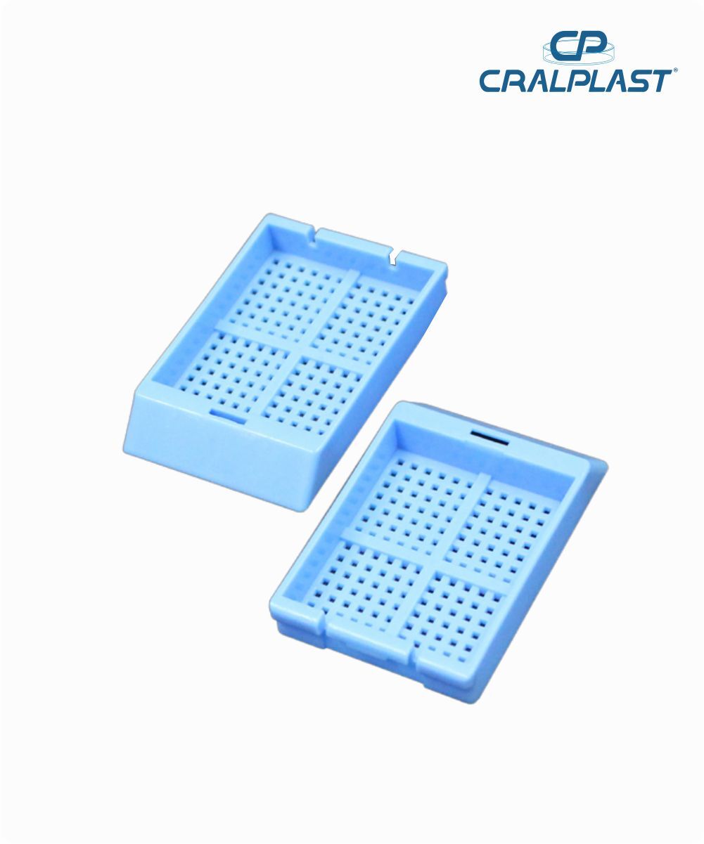 Cassete para biópsia azul orifício 5mm x 1mm